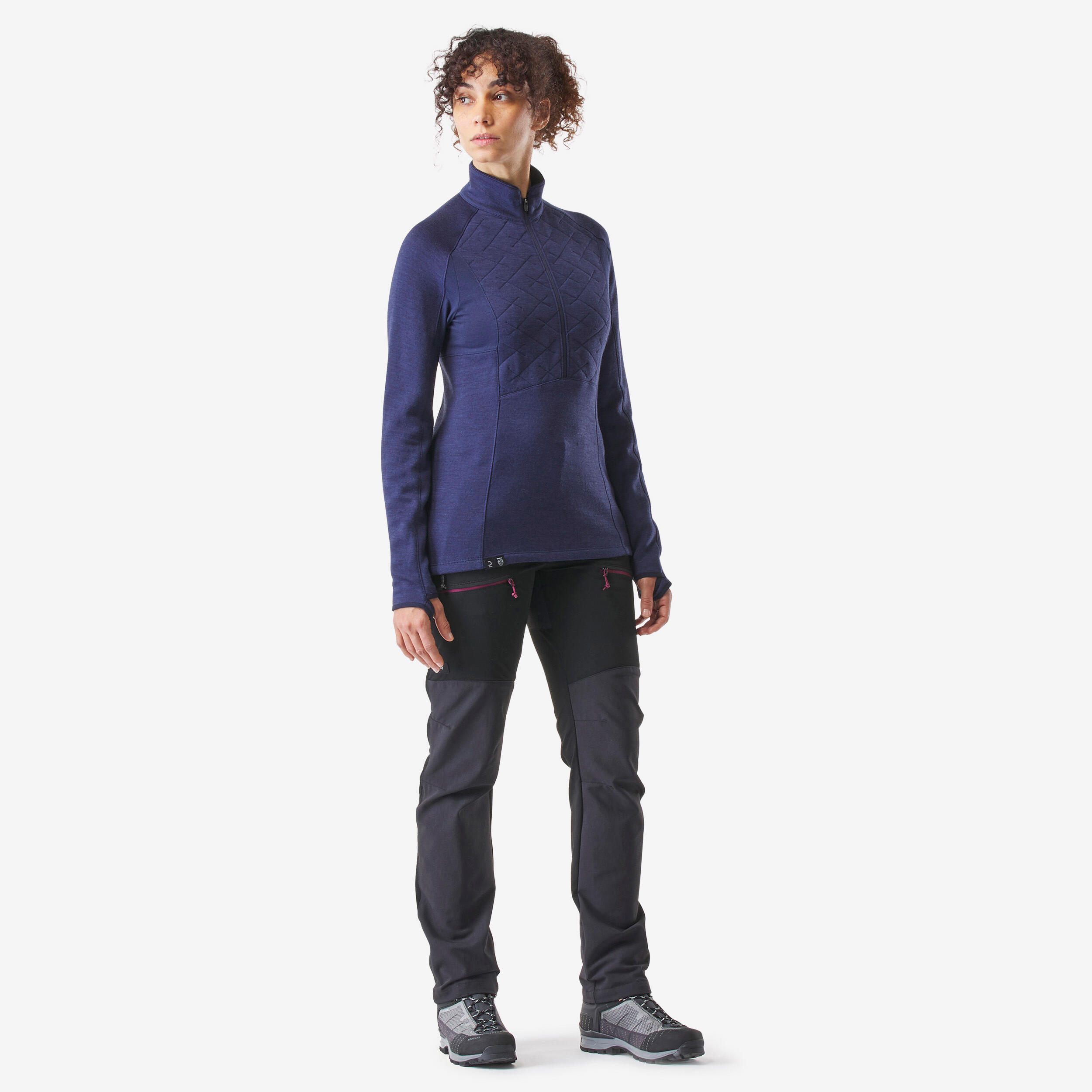 Women's Merino Wool Long-Sleeved Trekking T-Shirt - MT900 1/10