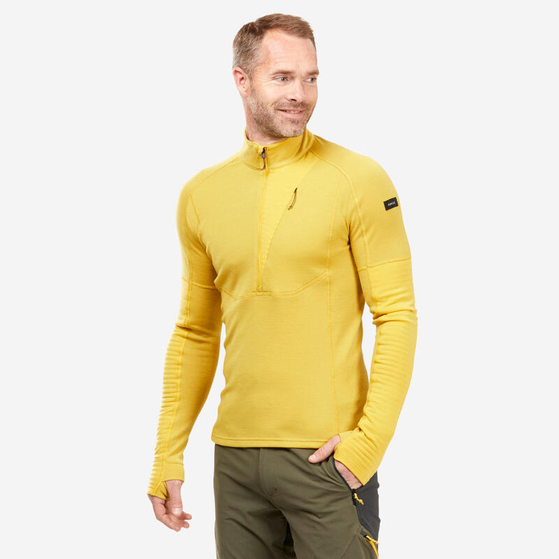 T-shirt lana merinos montagna uomo MT900 WOOL 1/2 ZIP gialla
