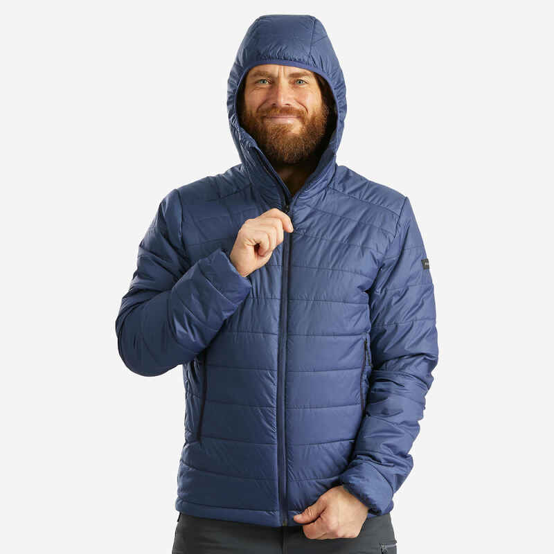 Men’s synthetic trekking padded jacket with hood MT100 -5°C - Blue