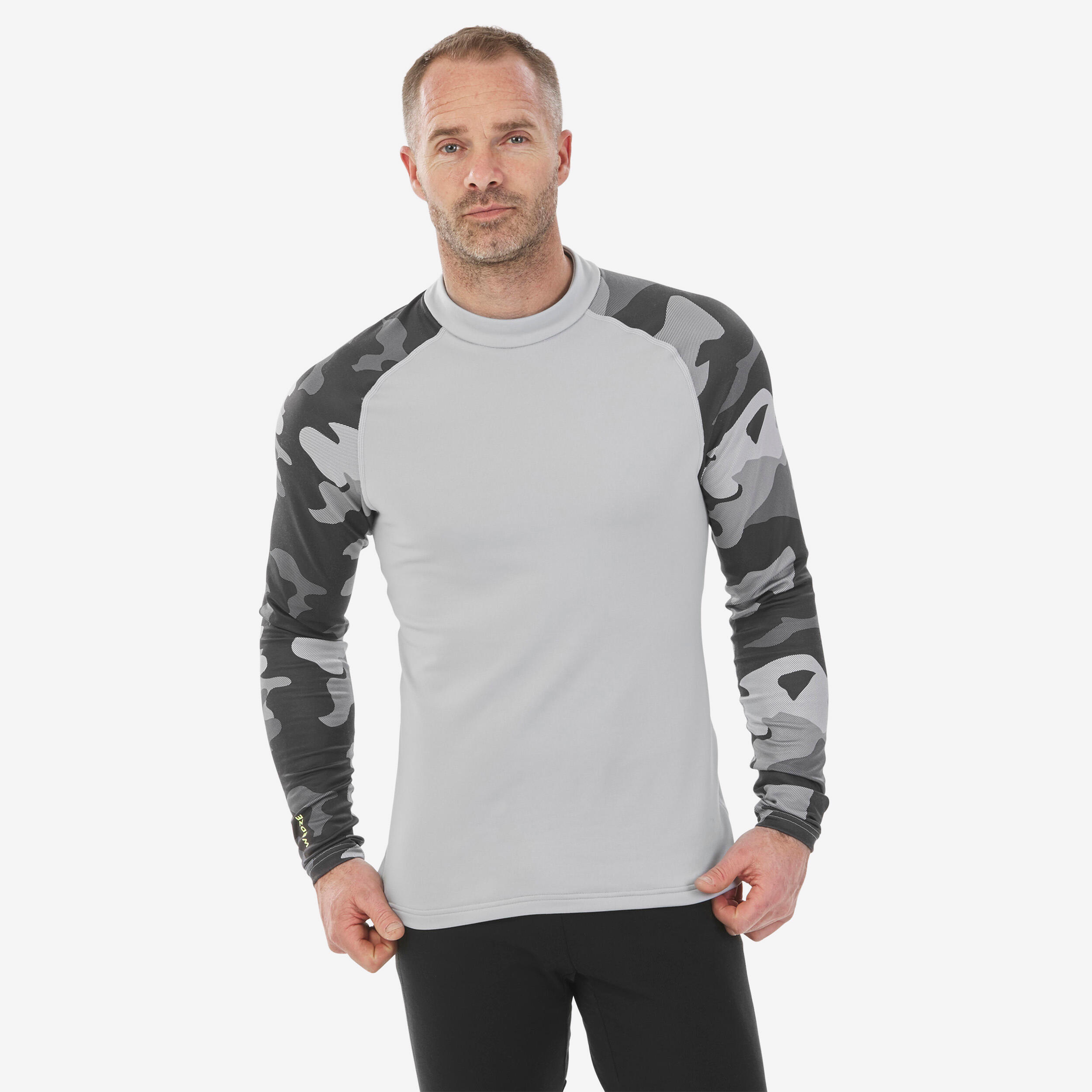 Men's Ski Base Layer Top BL500 Grey Camo