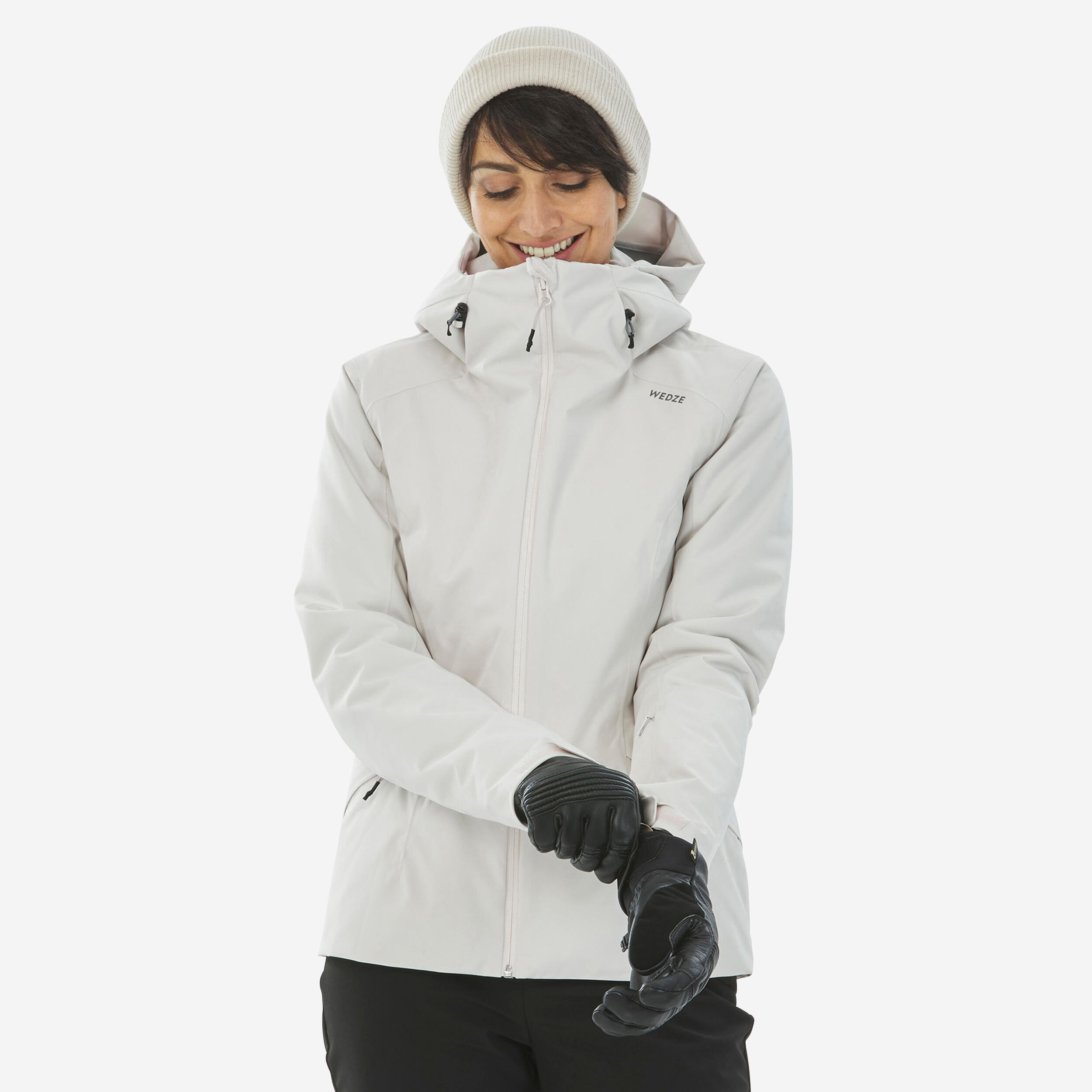 WOMEN'S WARM SKI JACKET - 500 - BEIGE