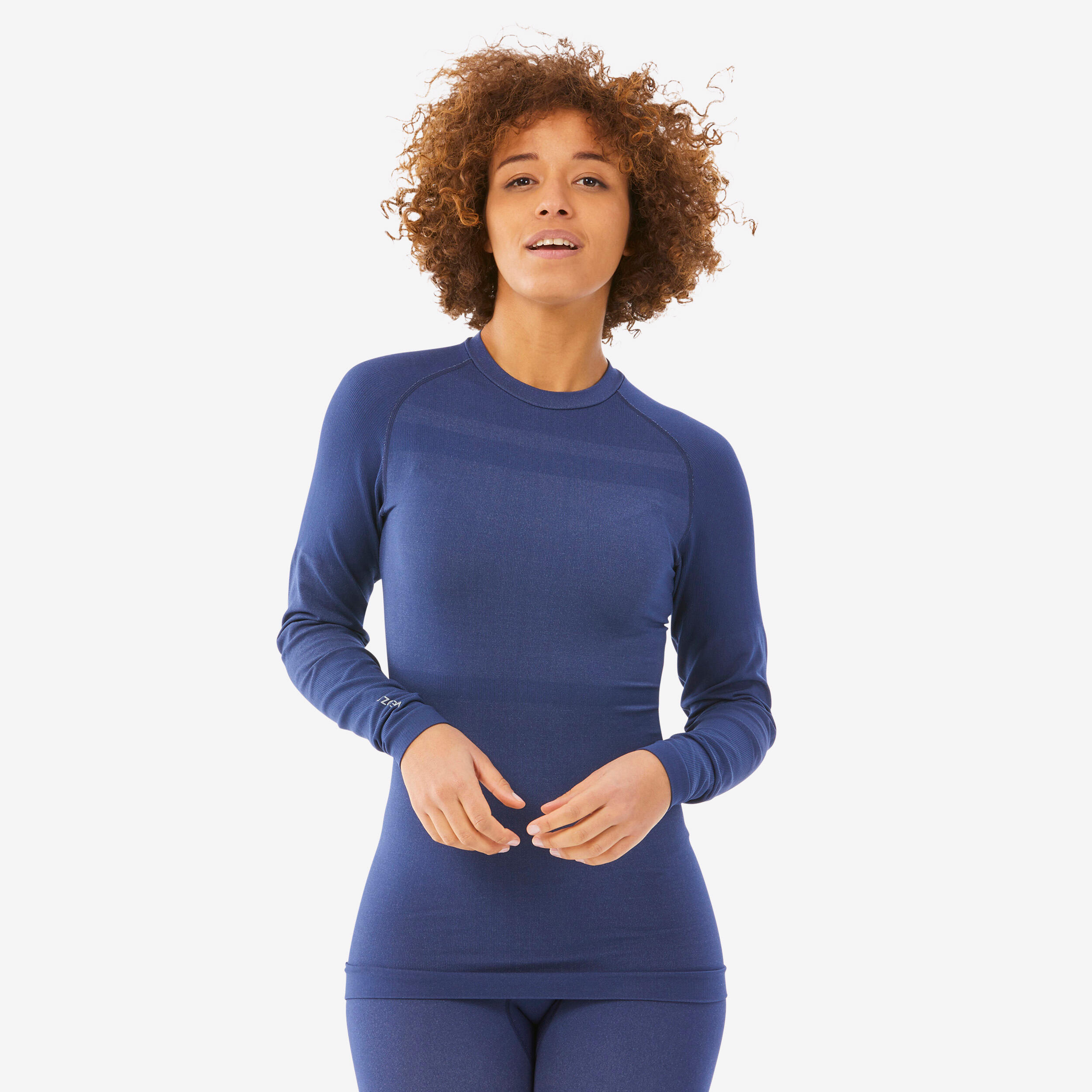 Women’s ski base layer 100 seamless top dark blue