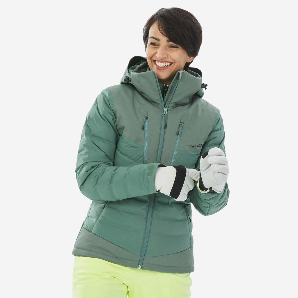 WOMEN’S WARM DOWN SKI JACKET - 900 WARM - GREEN