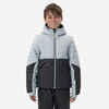 Detská lyžiarska prešívaná bunda 180 Warm veľmi hrejivá a nepremokavá čierno-sivá