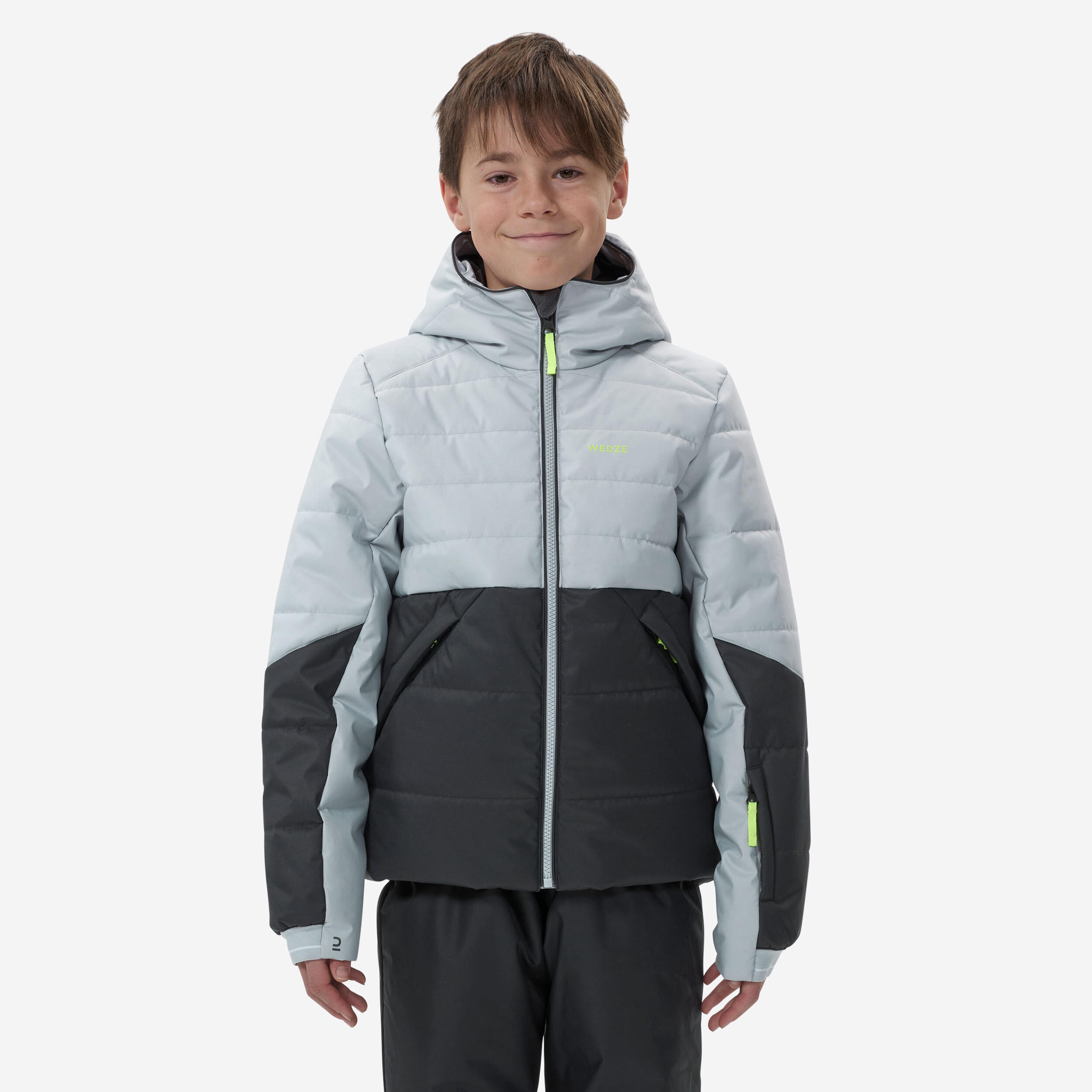 Very warm and waterproof children's padded ski jacket 180 WARM - black and grey 1/12