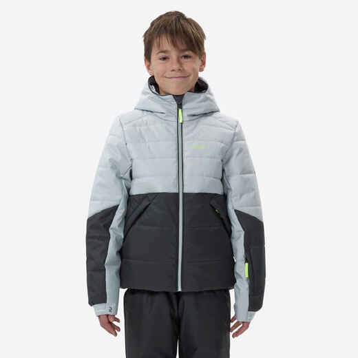 
      Skijaška jakna 180 Warm vodootporna podstavljena dječja crno-siva
  