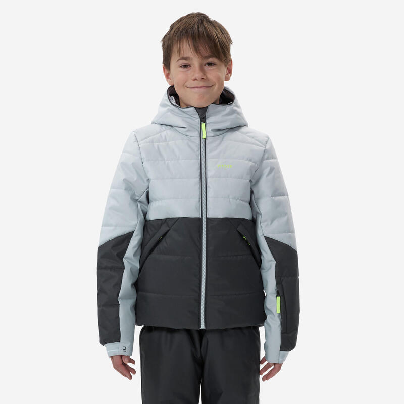 Doudoune de ski enfant très chaude et imperméable 180 WARM - noir et grise