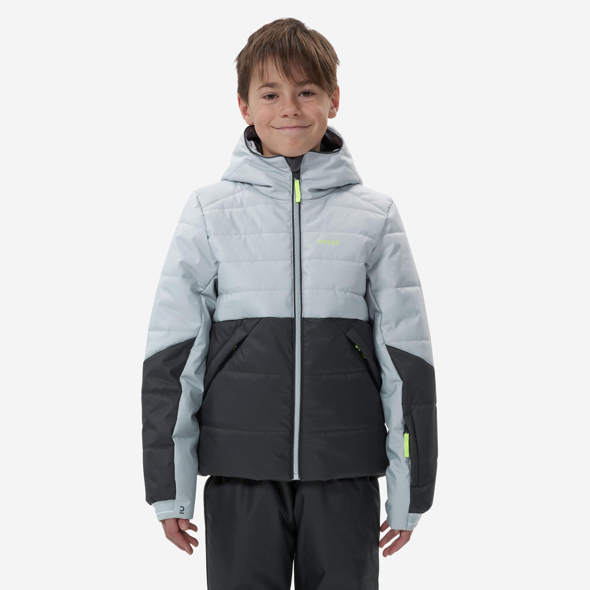 Wedze 180 Extra Warm Kid's Padded Ski Jacket Waterproof Grey - Main Image