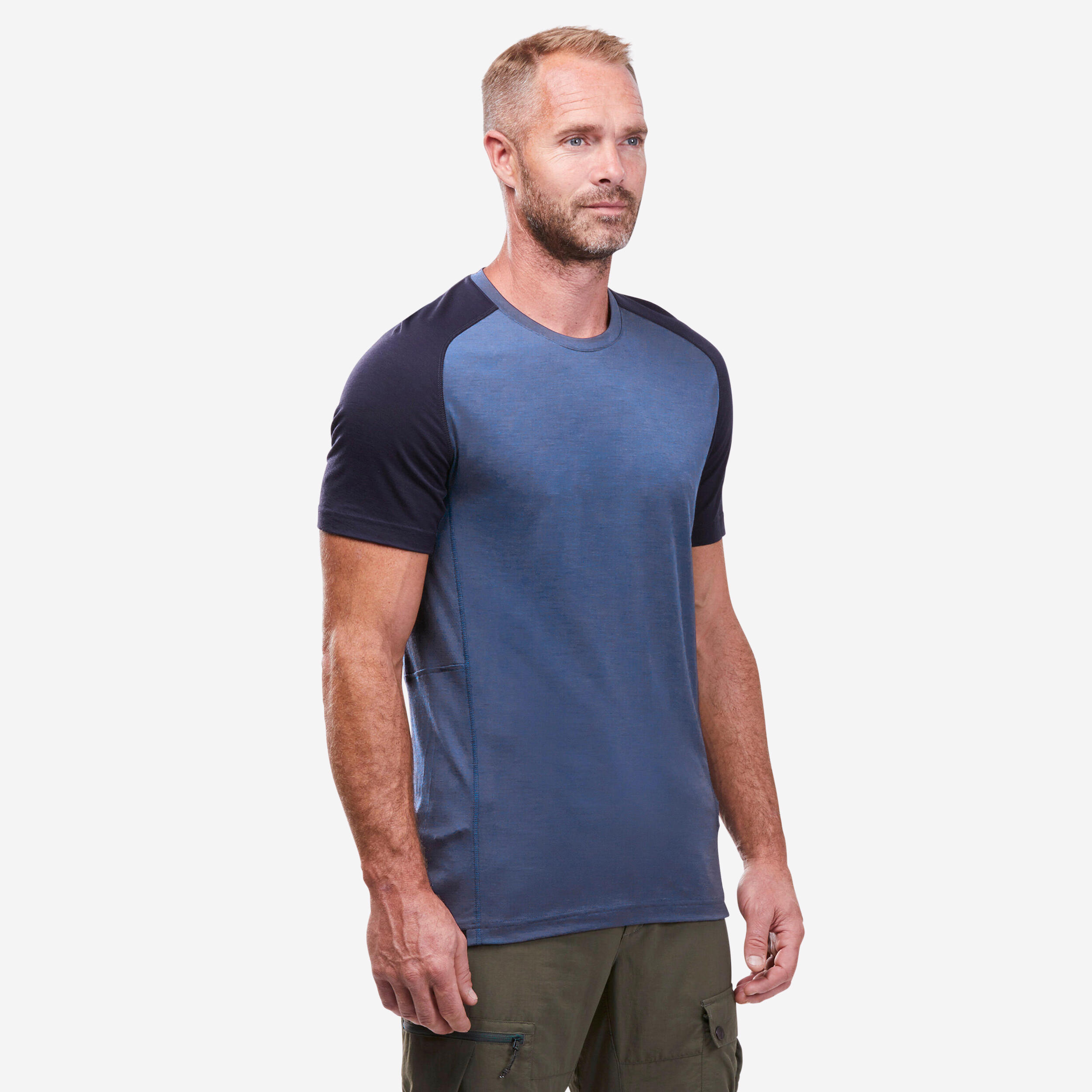 Men’s Hiking Merino Wool T-Shirt - MT 500 Blue