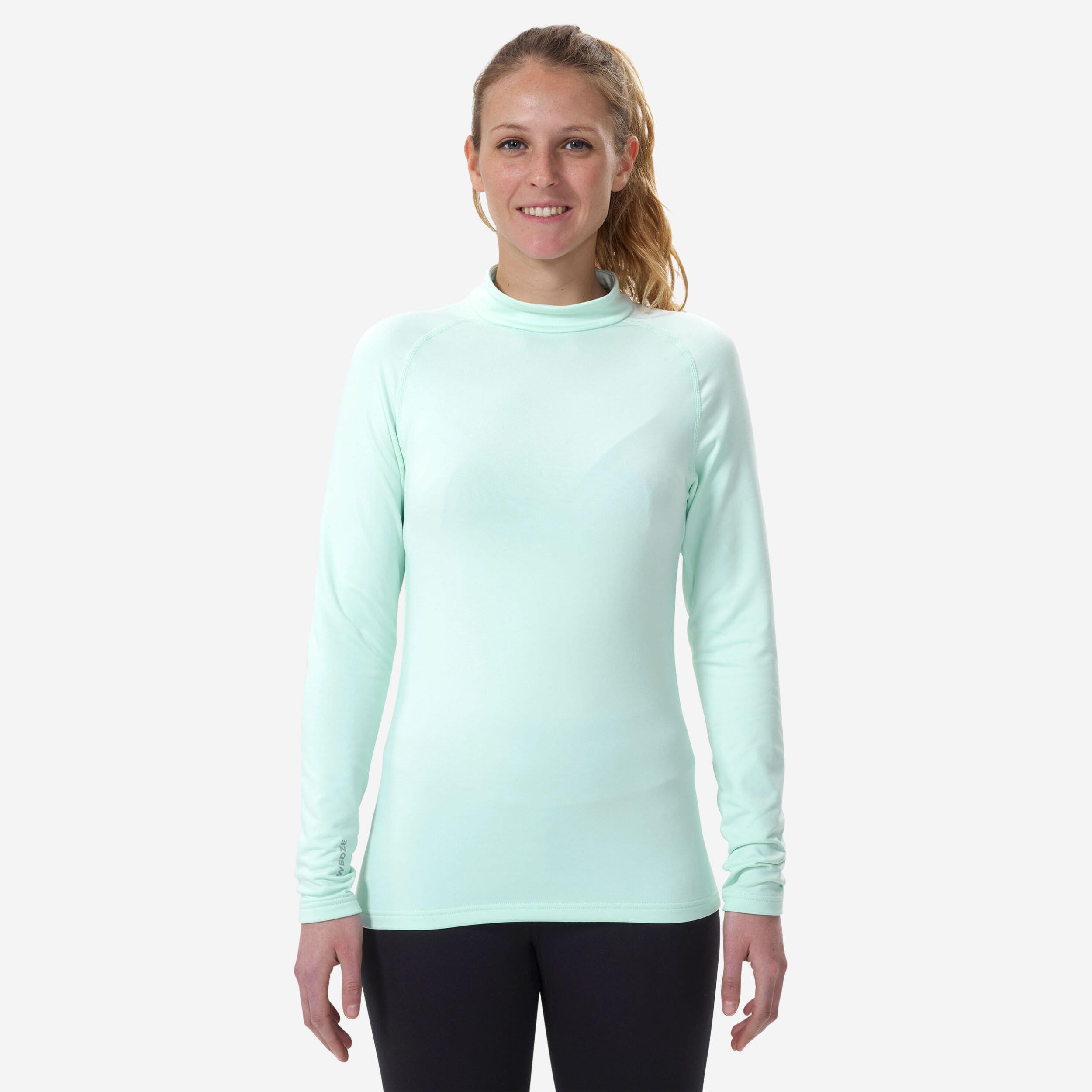 WEDZE Women's Ski Base Layer Top - 500 - Mint Green