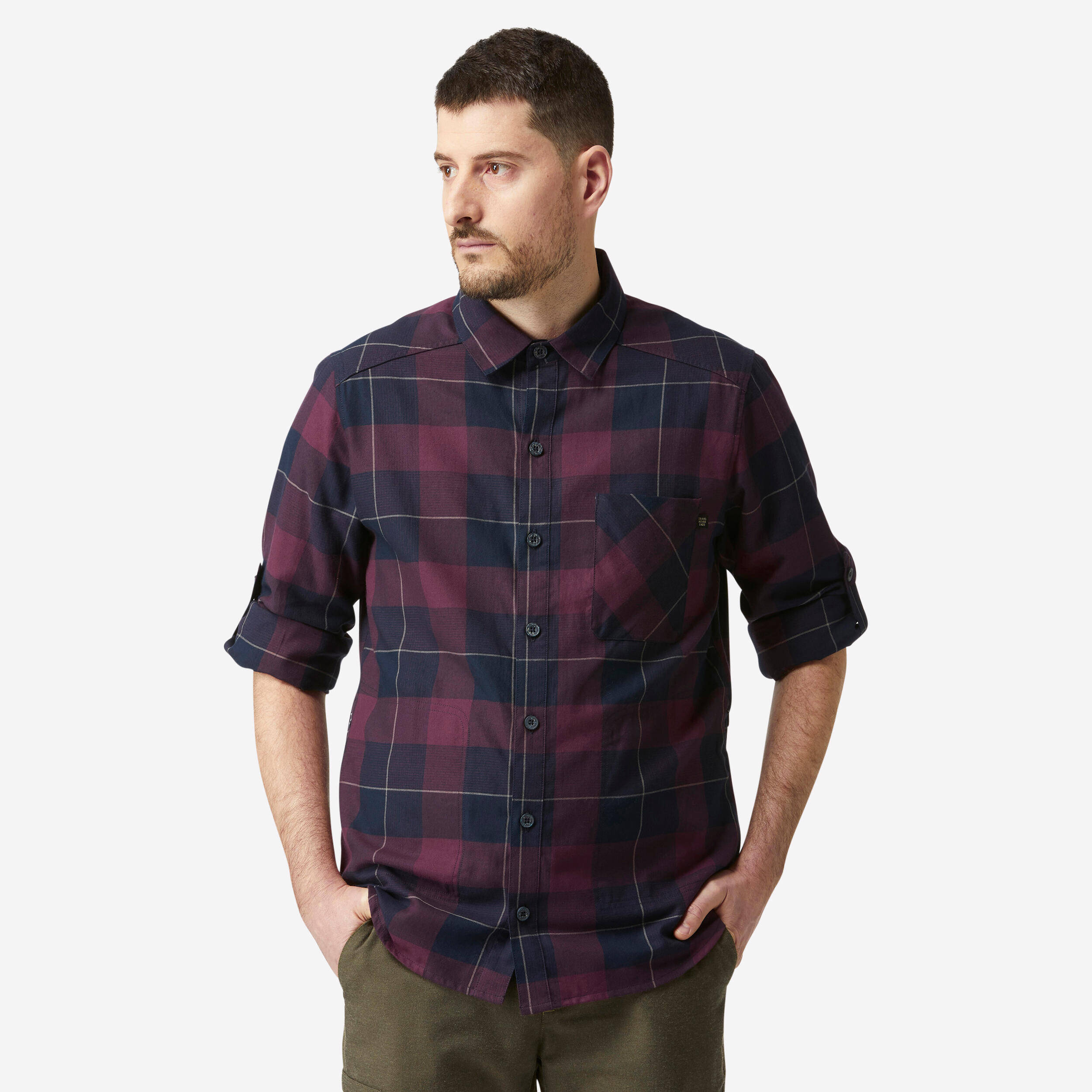 Men Checked Full Sleeve Light Flannel Shirt Red - Travel 500 -  1