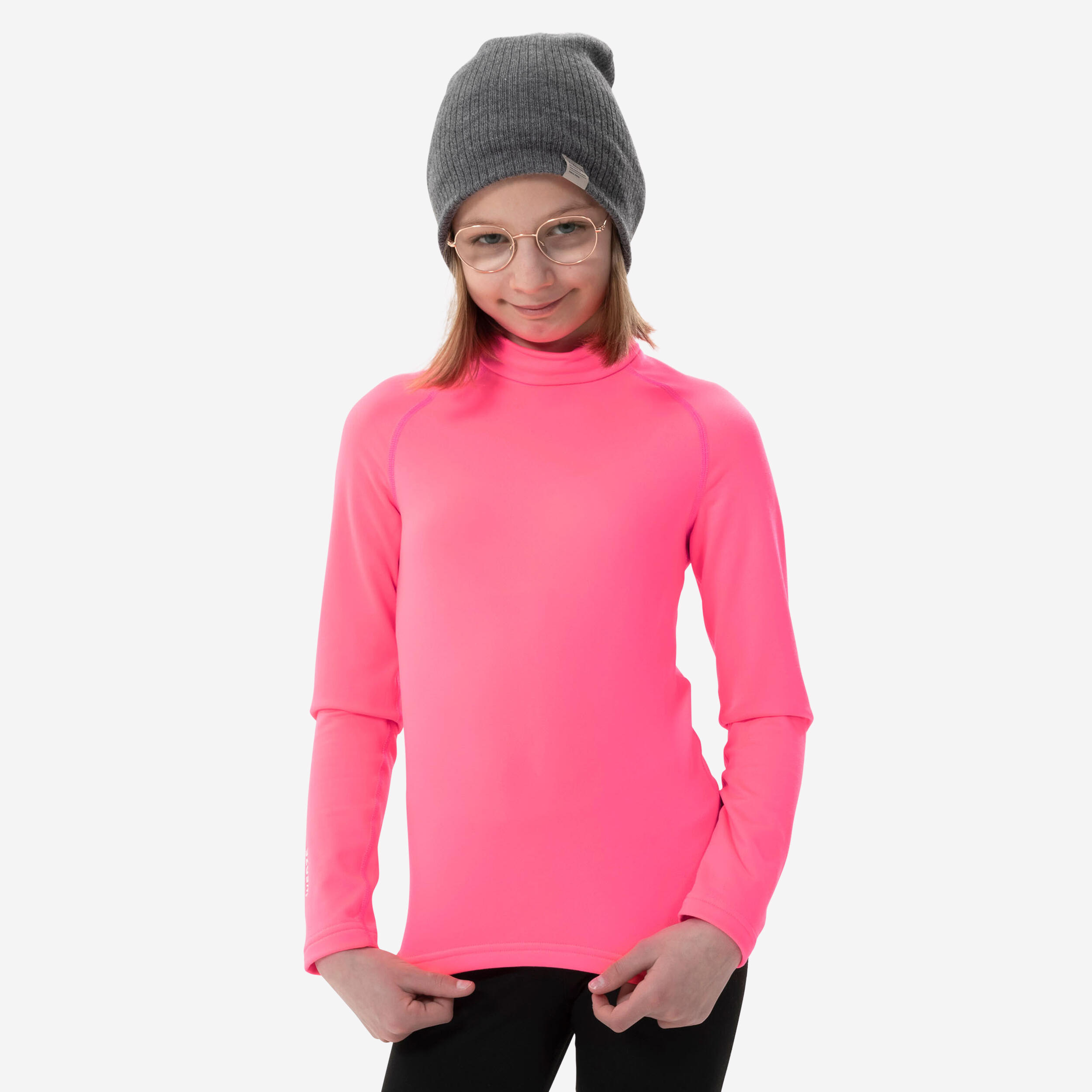 WEDZE Kids' thermal ski base layer top - BL500 -  pink