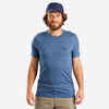 Majica dugih rukava za trekking Travel 500 od merino vune muška plava