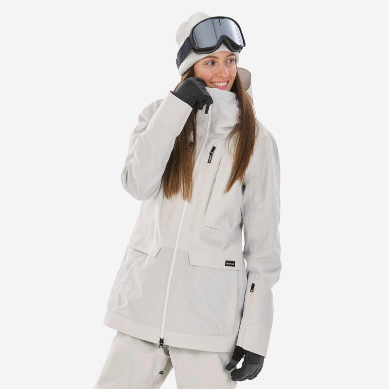 Veste snowboard femme résistante et 3 en 1 - SNB 900 Beige