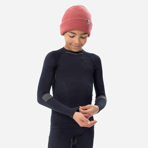 
      Kids’ seamless ski base layer I-Soft top - BL 900 - Navy / Beige
  