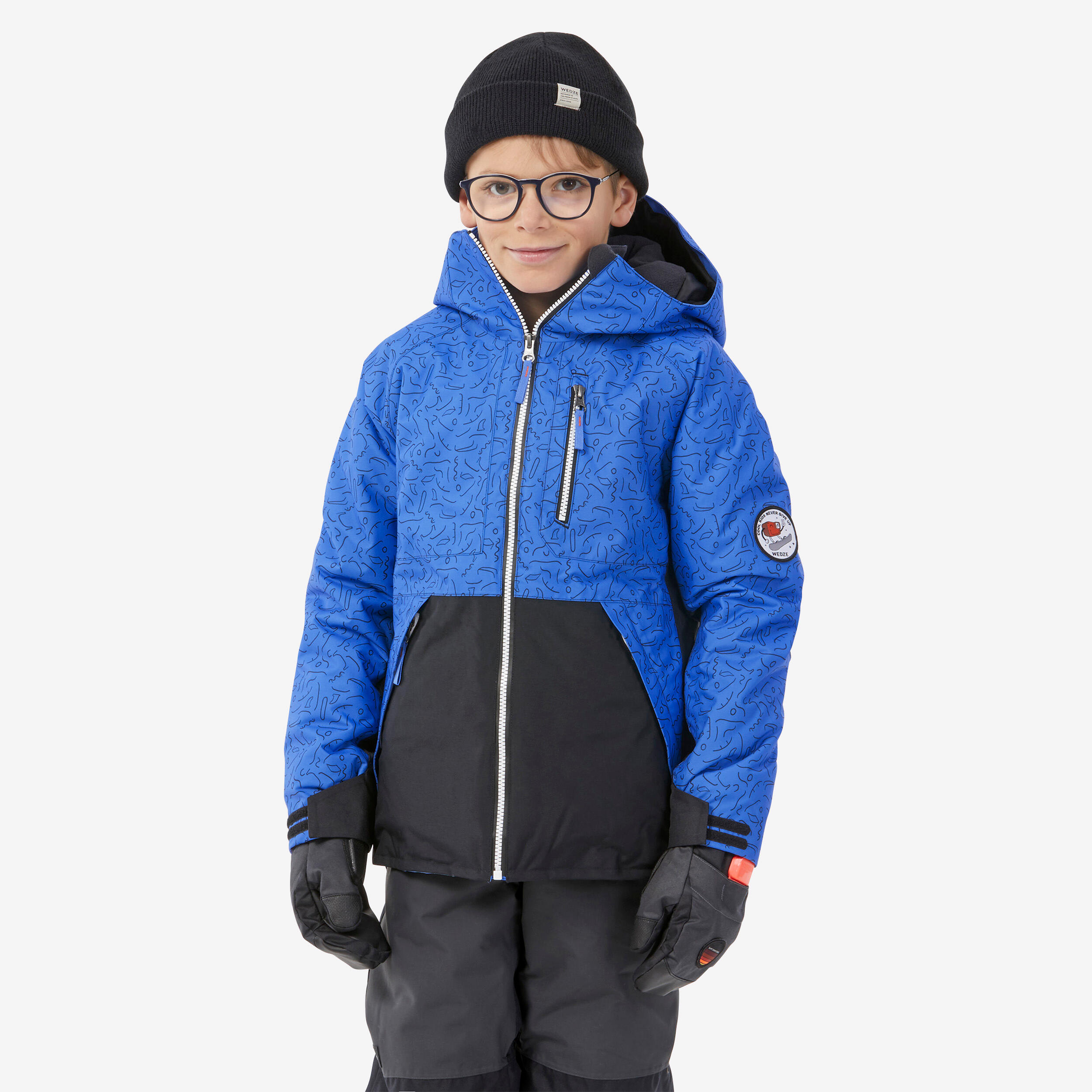 WEDZE KIDS’ SNOWBOARD ENFANT SNB 500 JACKET – park blue design