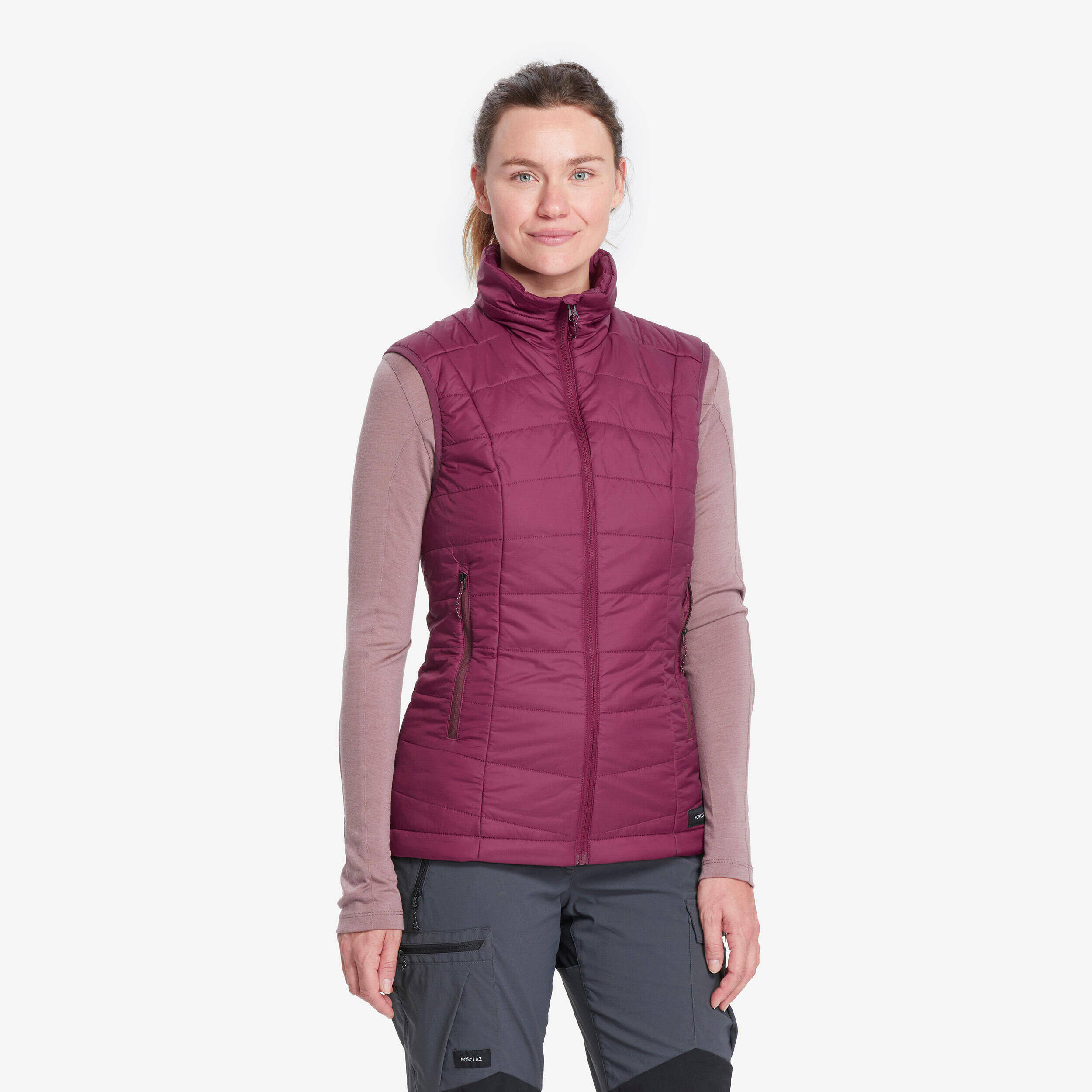 Women Trekking Sleeveless Padded Jacket MT100 Purple