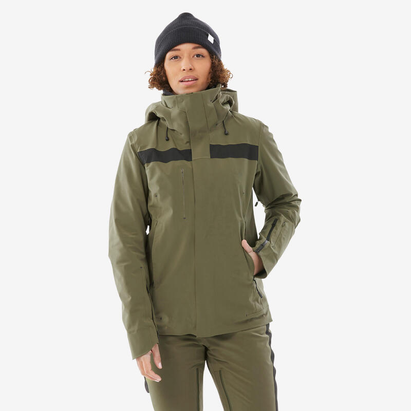 Veste de ski et snowboard très respirante et imperméable femme, JKT 900 kaki