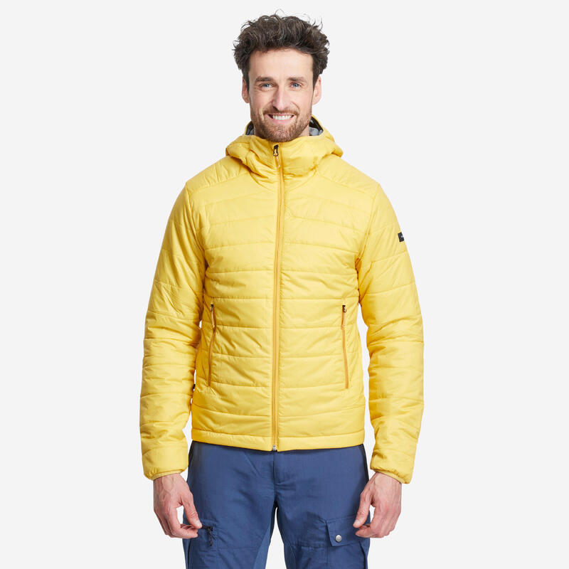 Doudoune de trek synthétique à capuche homme, MT100 - 5°C jaune