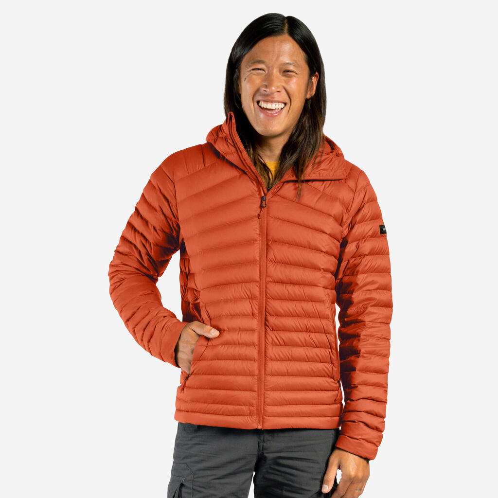 Men’s hiking hooded down jacket -5°C MH100 - Brown