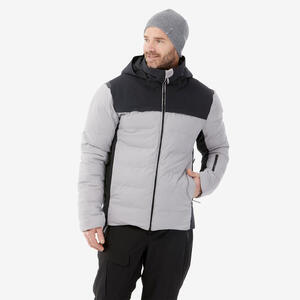Chaqueta acolchada esquí y nieve impermeable Hombre Wedze 500 gris y negro