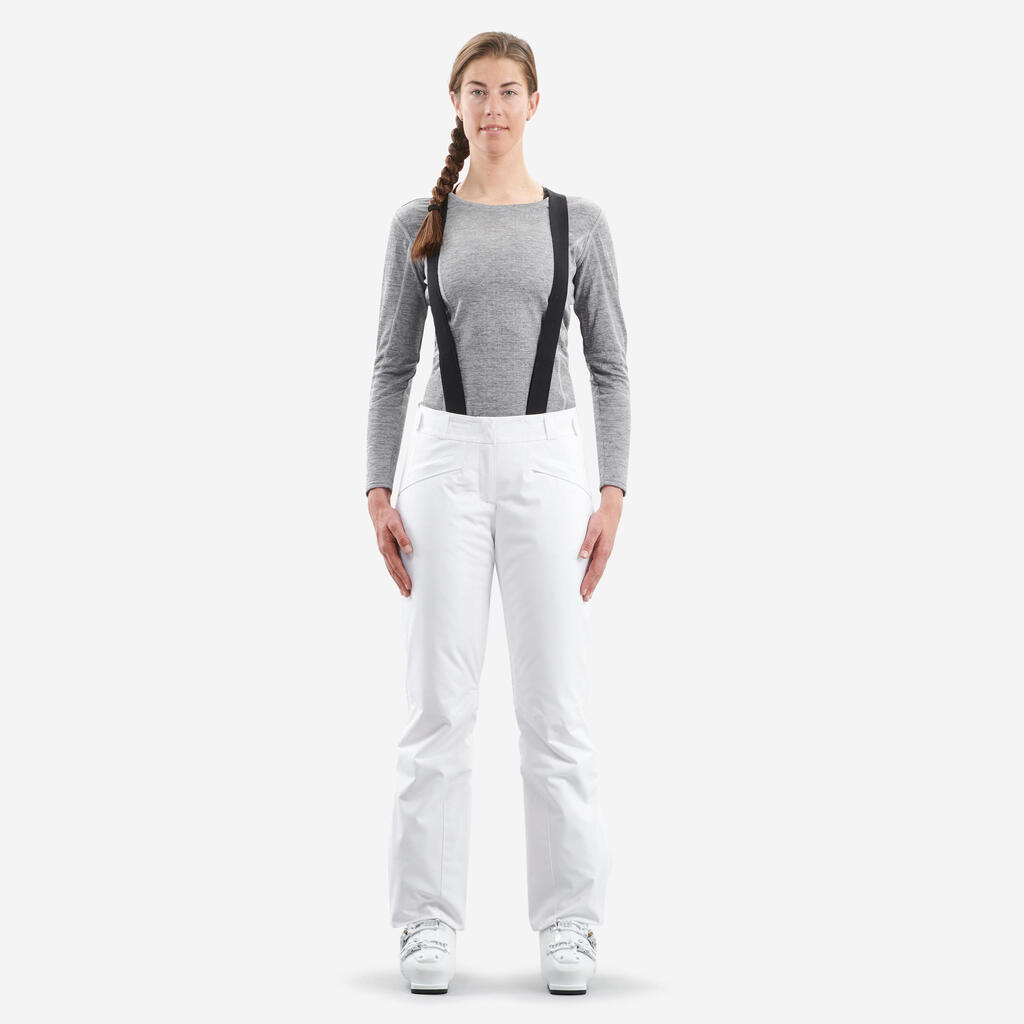 PANTALÓN DE SKI MUJER CÁLIDO Y TRANSPIRABLE 500 BLANCO 