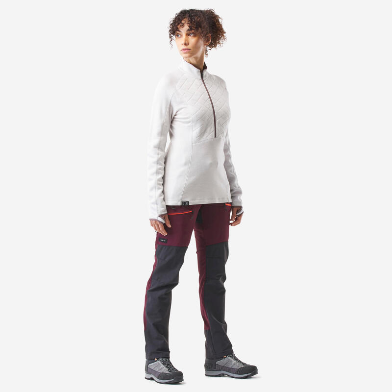 T-shirt manches longues de trekking en laine mérinos - MT900 -Femme
