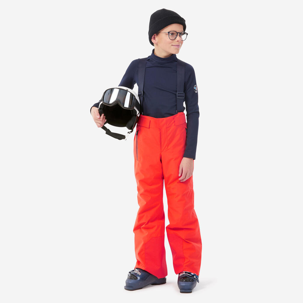 Crvene dečje tople i vodootporne pantalone za skijanje PNF 900