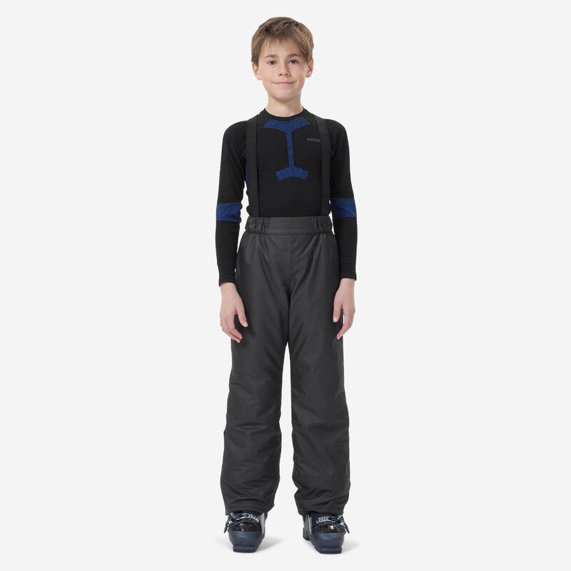 KIDS’ WARM AND WATERPROOF SKI TROUSERS 100 DARK GREY