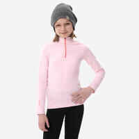 Kids’ thermal ski base layer 1/2 zip - BL 500 - Pink