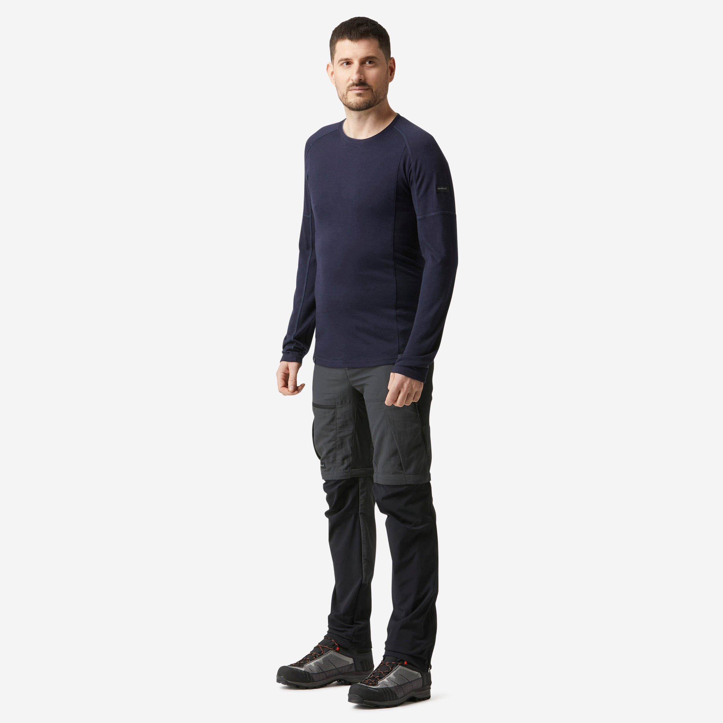 Men Long-sleeve Merino Wool T-shirt - MT500 Blue -  3