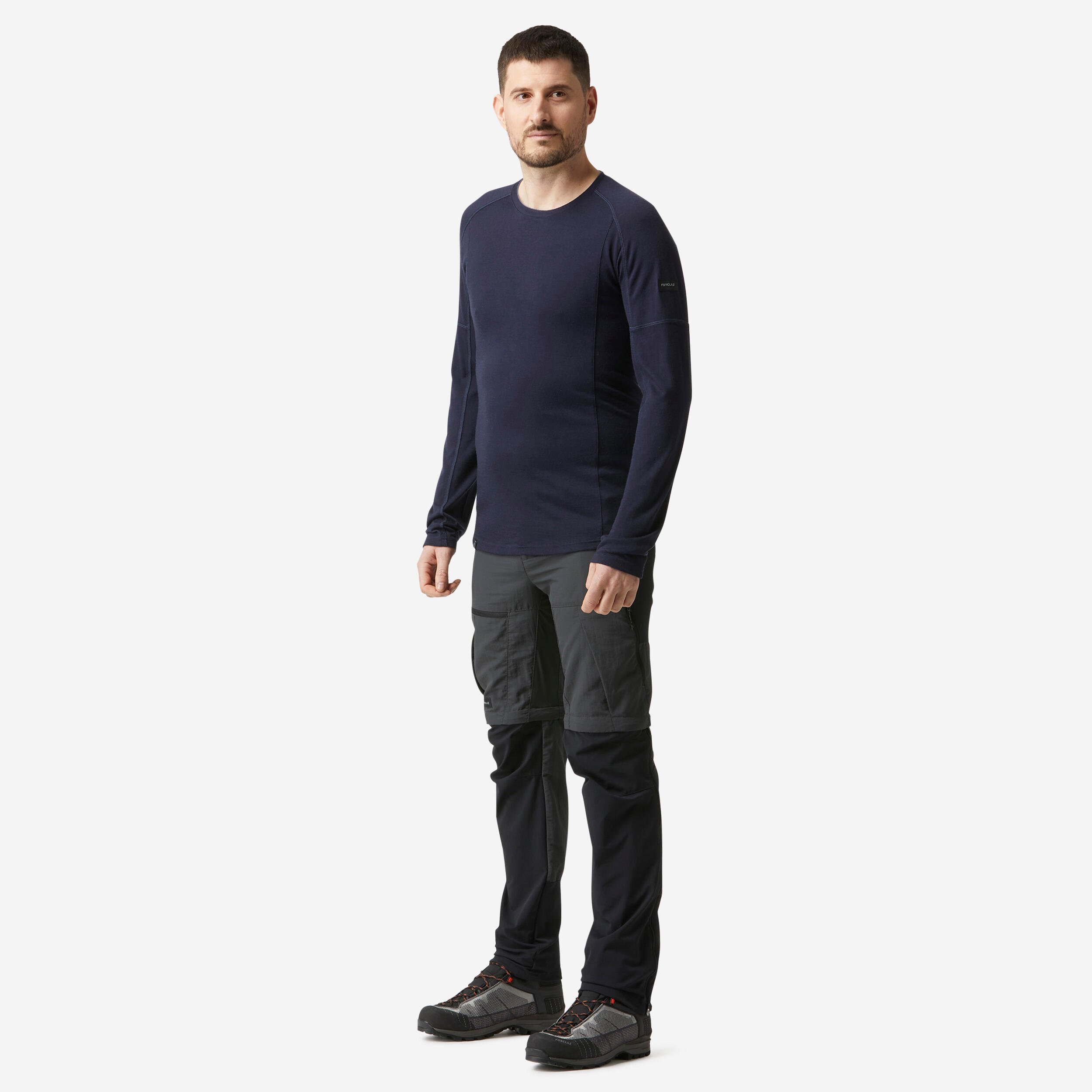 Men’s Merino Wool T-Shirt - MT 500 Navy - FORCLAZ