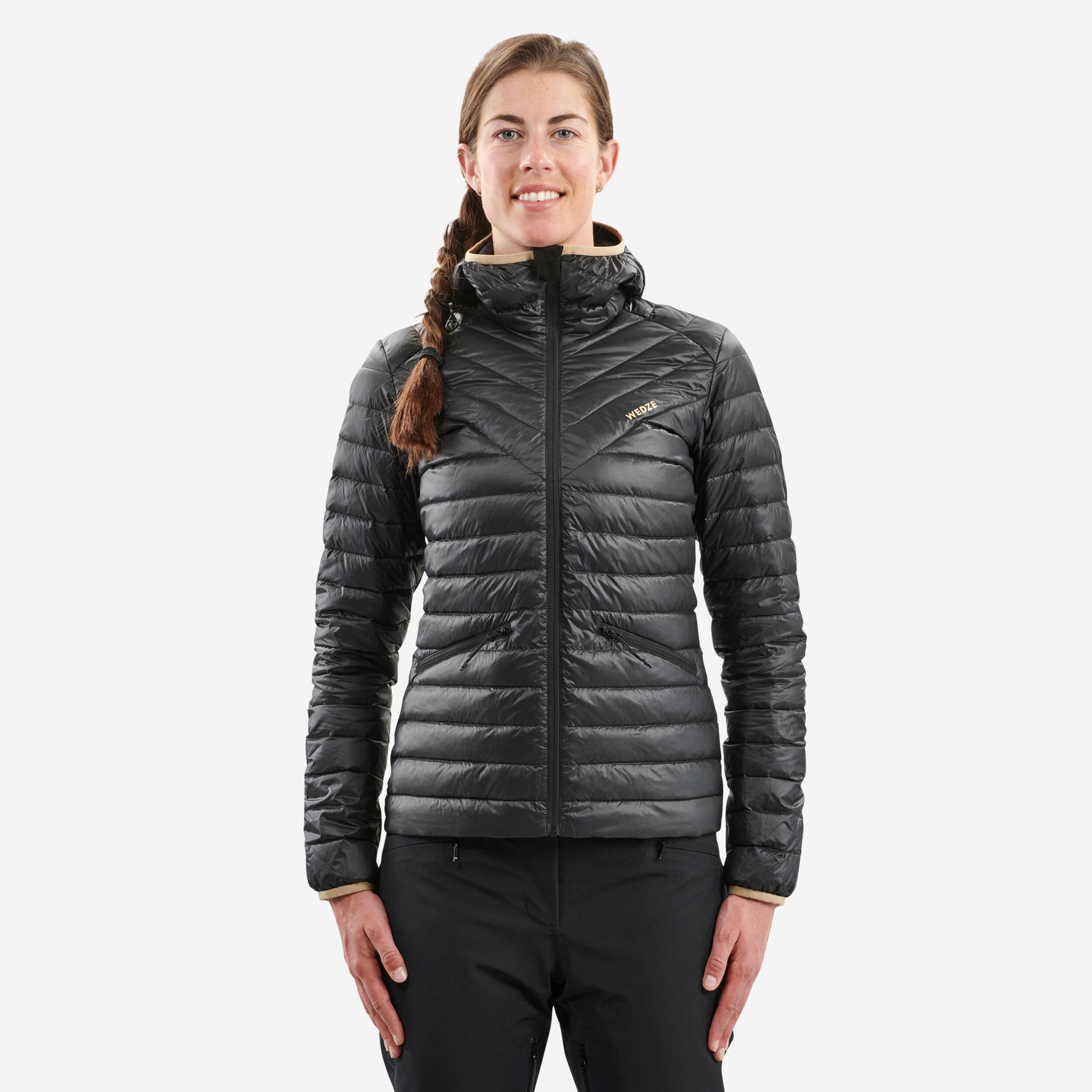 WEDZE WOMEN'S THIN  AND WARM SKI BASE JACKET - BLACK