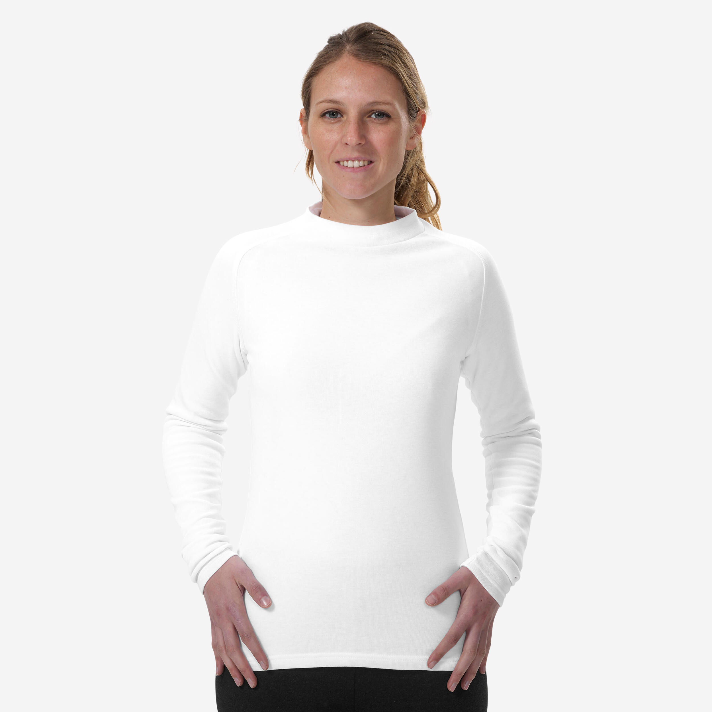 Intimo termico da sci da donna, caldo e confortevole, BL100 top Bianco