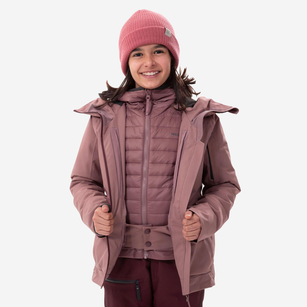 GIRLS 3-IN-1  WATERPROOF SKI JACKET FR 900 - PINK