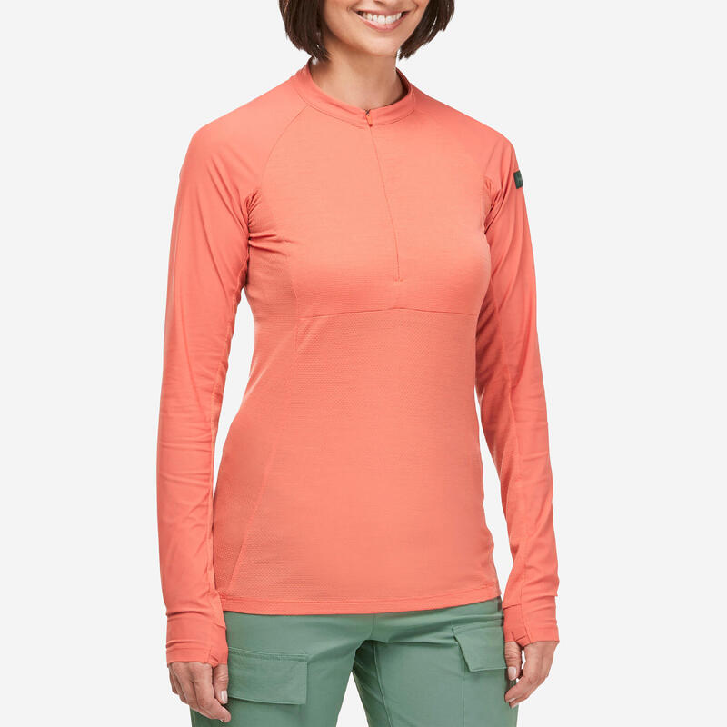 T-Shirt montagna donna TROPIC 900 lana corallo