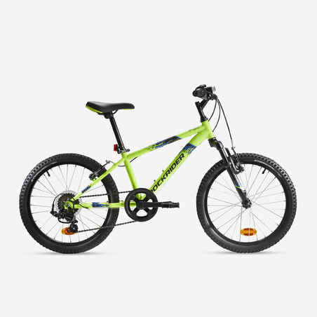 Kids' 20-inch, 6-speed, suspension fork mountain bike, yellow