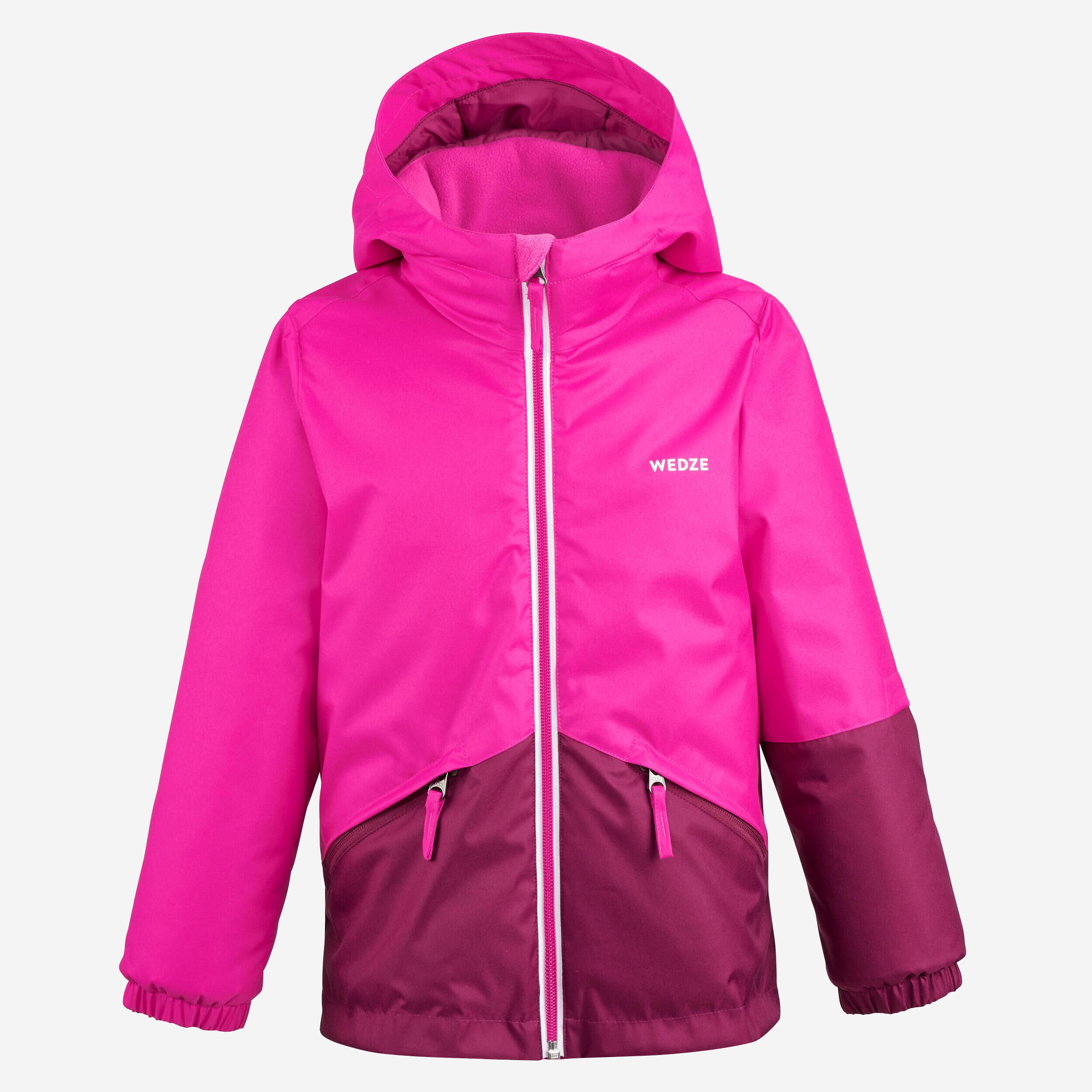 WEDZE Kids’ Warm and Waterproof Ski Jacket – 100 Pink
