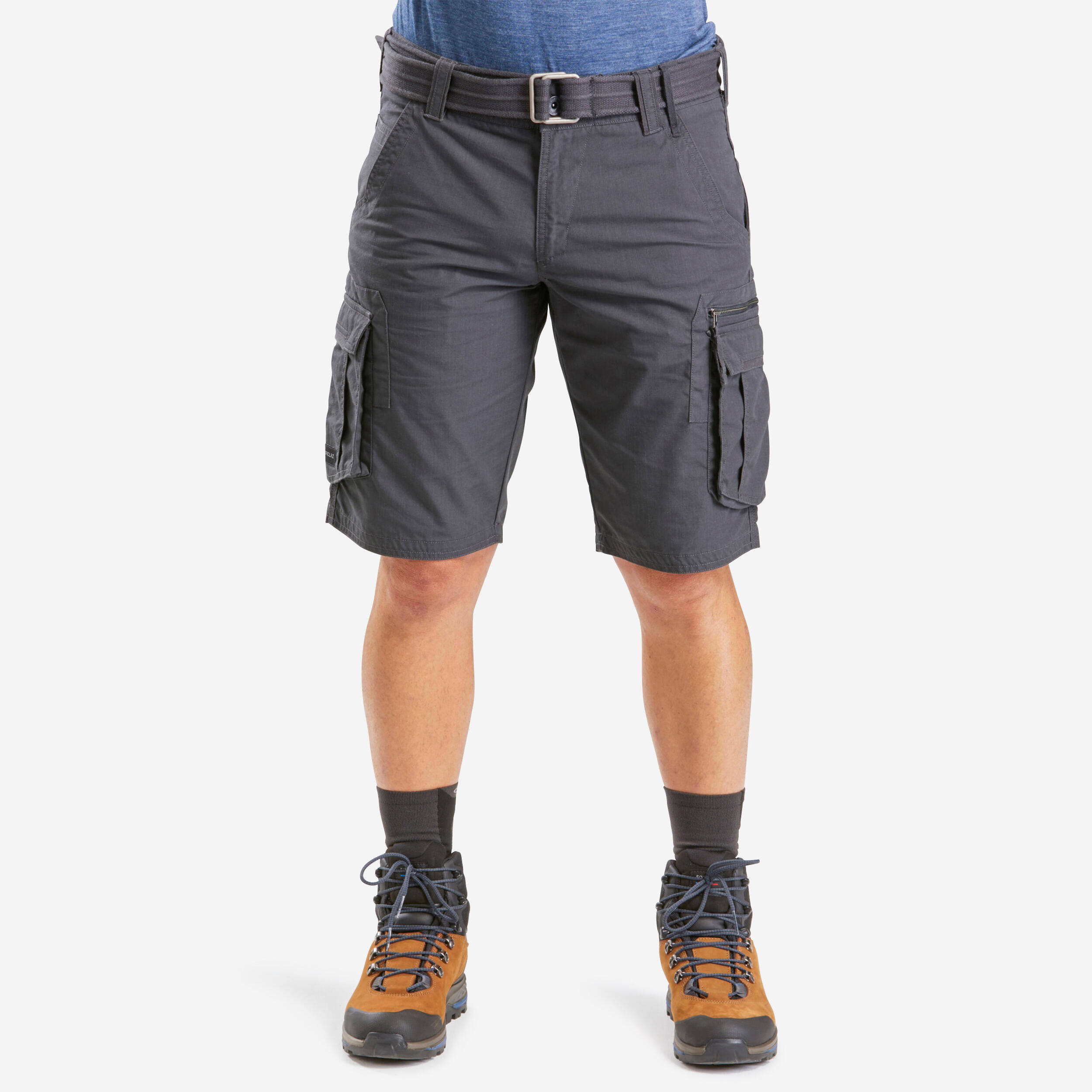 Men Reinforced Cargo Shorts Grey - Travel 500 -  2