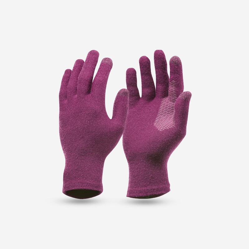 Sous-gants sans couture de trekking montagne - MT500 bordeaux - adulte