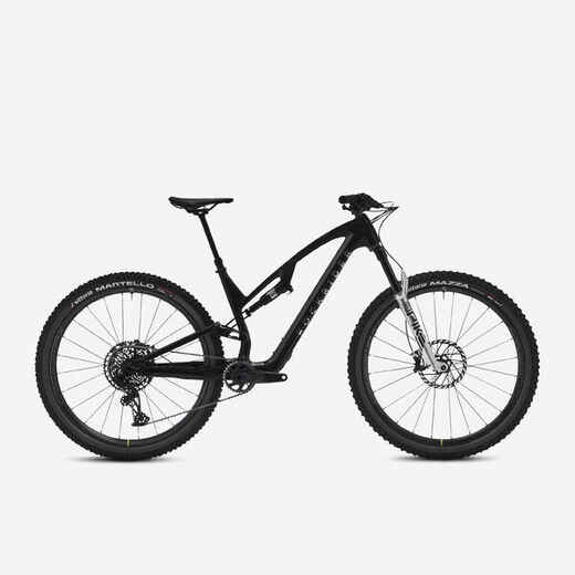 Carbon frame, adjustable suspension mountain bike, black