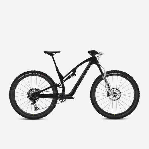 
      Carbon frame, adjustable suspension mountain bike, black
  