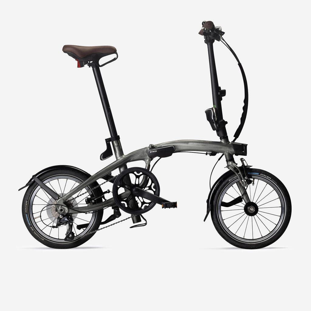 16-inch ultra-compact 1-second lightweight folding bike, grey