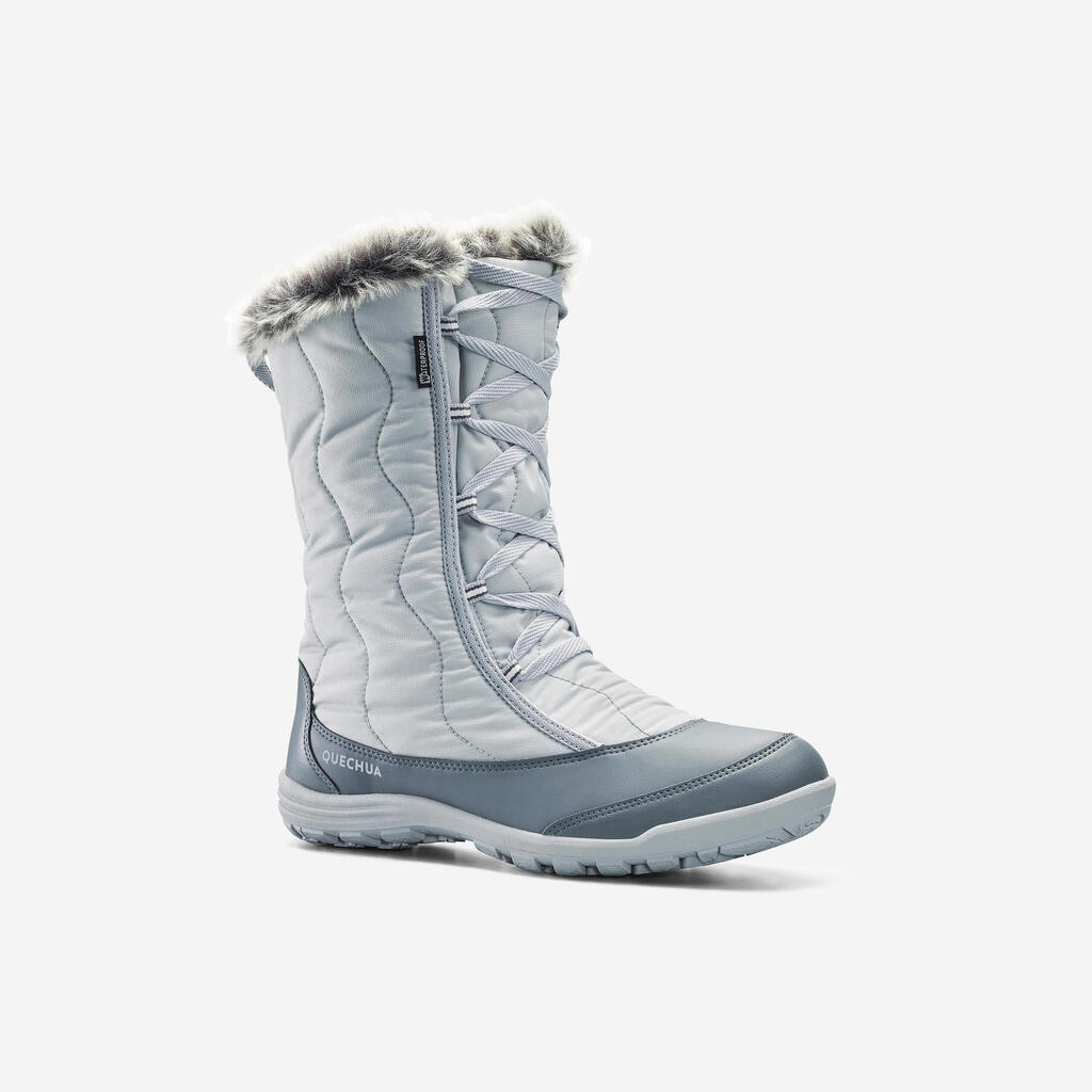 Women's Waterproof Warm Snow Boots - SH500 X-WARM LACETS - High