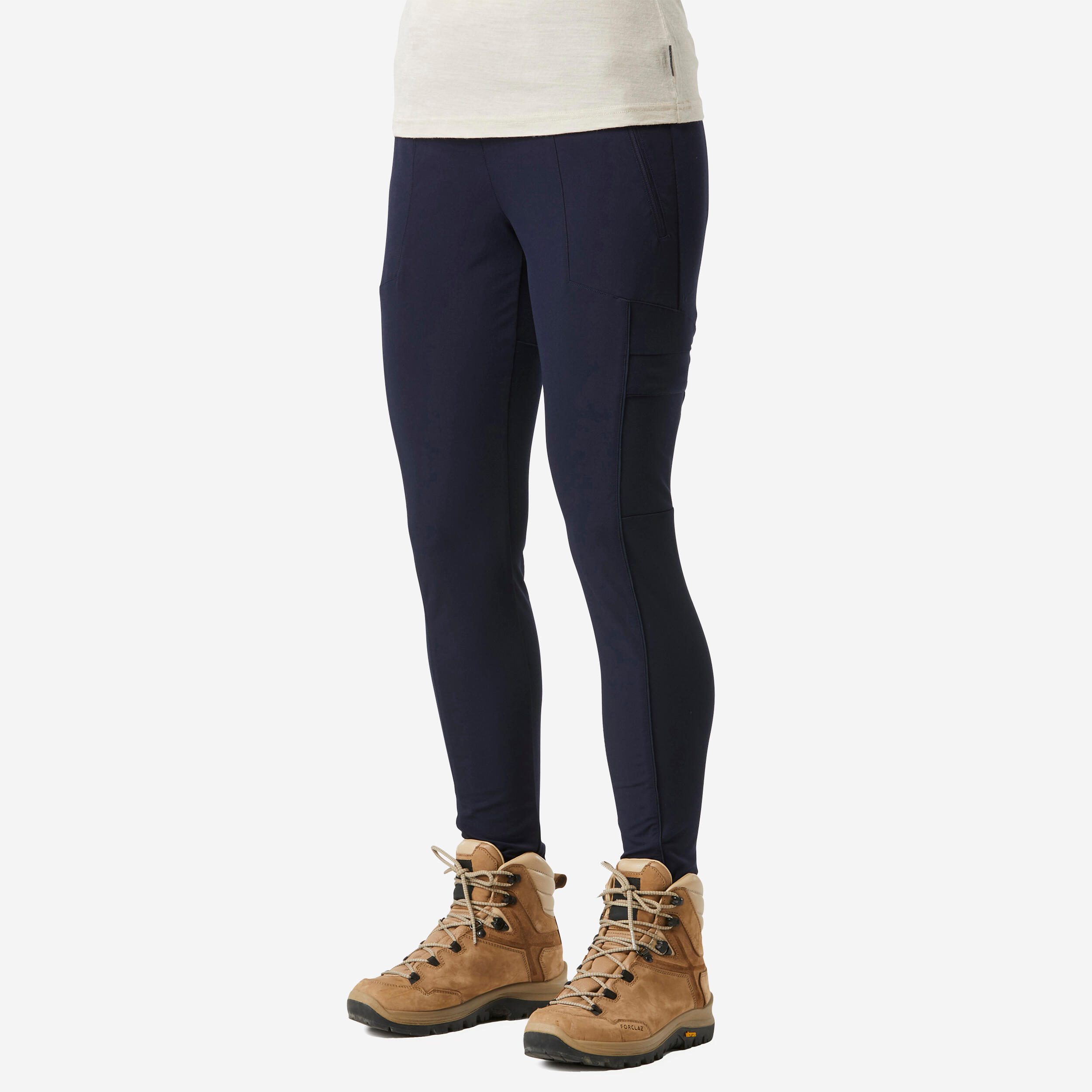 FORCLAZ Women's Travel Trekking Heavy-Duty Leggings Travel 500 - navy