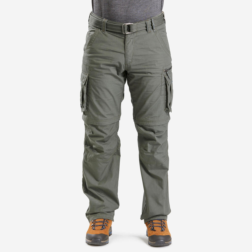 Men's Travel Trekking Zip-Off Cargo Trousers - Travel 100 Zip-Off - sand