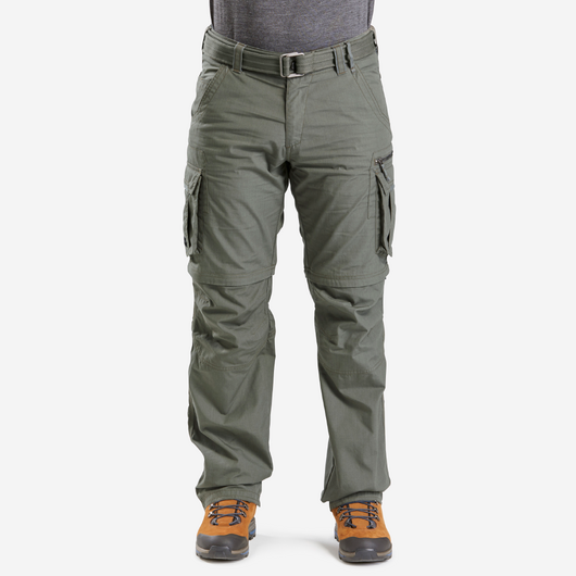 Pantalon cargo modulable de trek voyage - travel 500 modul kaki homme