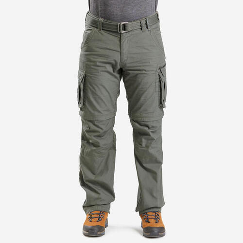 Pantalon cargo de randonnée modulable homme, TRAVEL 500 Modul vert