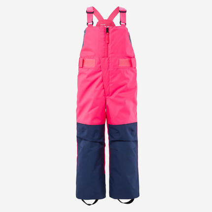 SALOPETTE DE SKI ENFANT CHAUDE ET IMPERMEABLE - 500 PNF ROSE FLUO ET MARINE