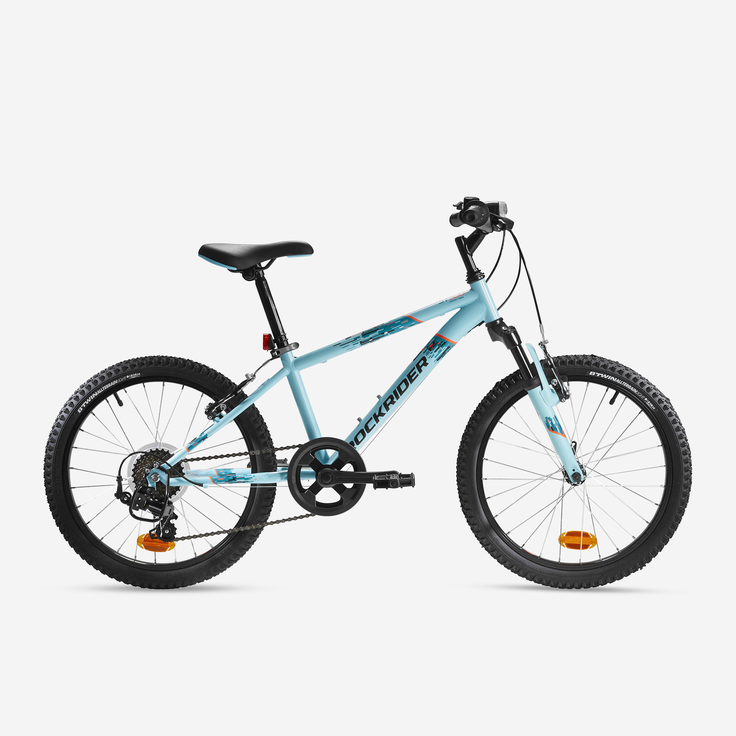 ROCKRIDER Kids' 20-inch, 6-speed, suspension fork mountain bike, blue
